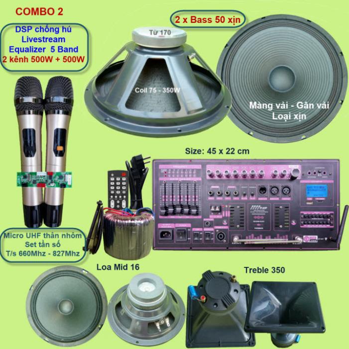 Combo mạch loa kéo 5 tấc đôi hàng khủng nhất DSP REVERB CHỐNG HÚ EQUALIZER 5 BAND LIVESTREAM