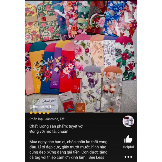 Set LÌ XÌ TẾT Phúc Vinh Khải Hoàn chữ vàng Ép kim, chất liệu giấy Kraft Nhật 6 chiếc/set