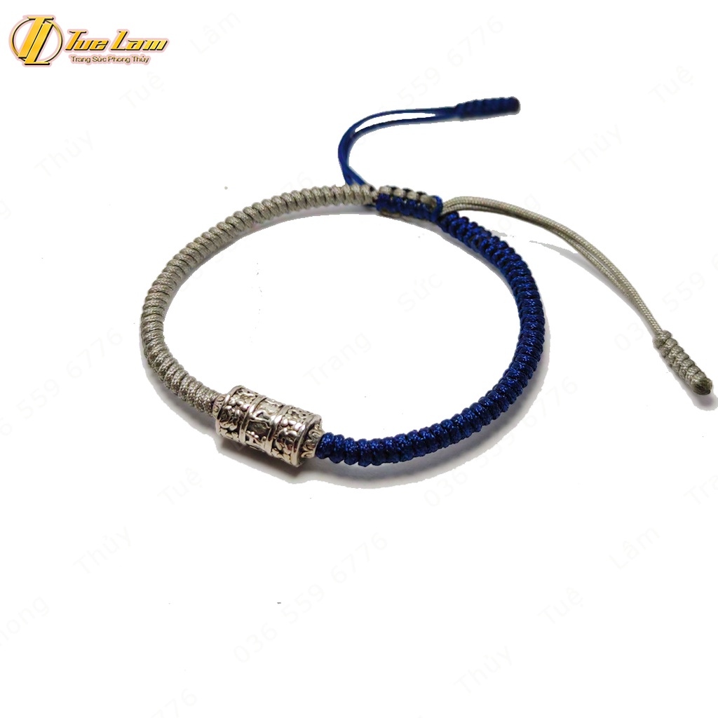 Vòng tay chỉ may mắn bện handmade charm ống trụ khắc tiếng phạn mang lại bình an - Tuệ Lâm