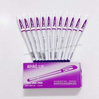 Hộp 12 cây bút gel chữ A Aihao nét đều đẹp viết êm (mực xanh/tím/đỏ/đen)