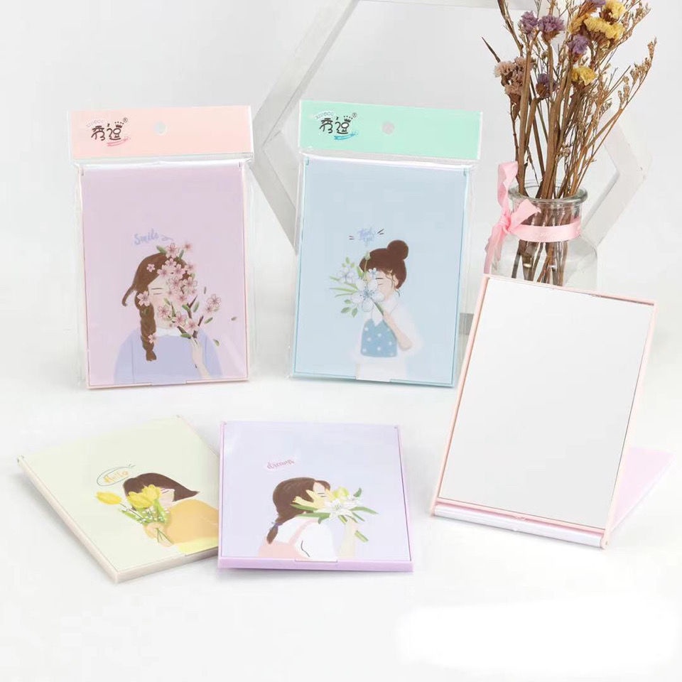 Bộ gương lược cầm tay dễ thương - Gương gấp kèm lược bỏ túi🍀 Clovershop68 🍀