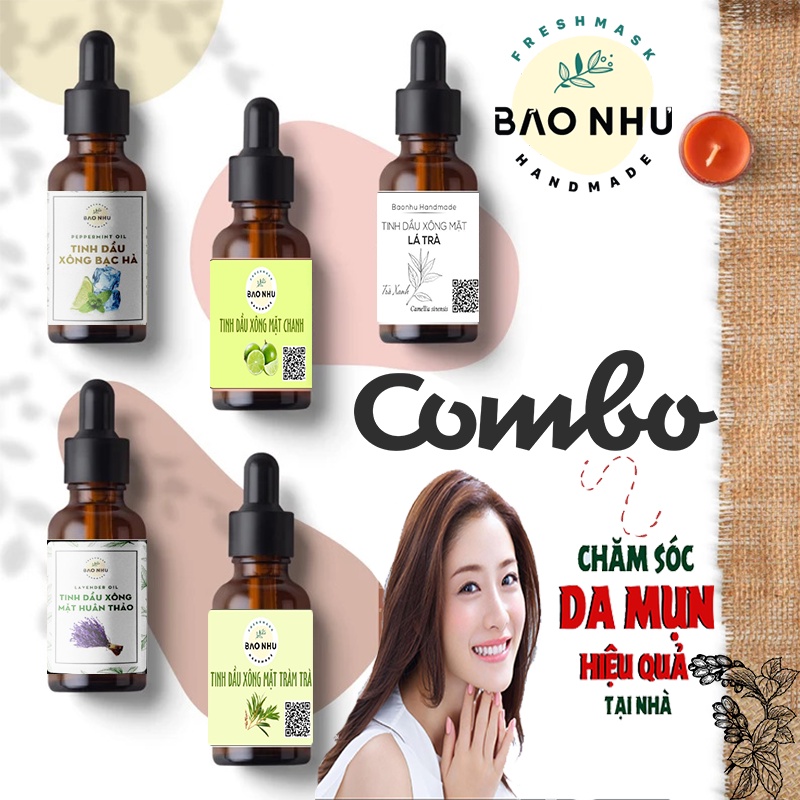 Combo tinh dầu xông mặt chăm sóc da mụn