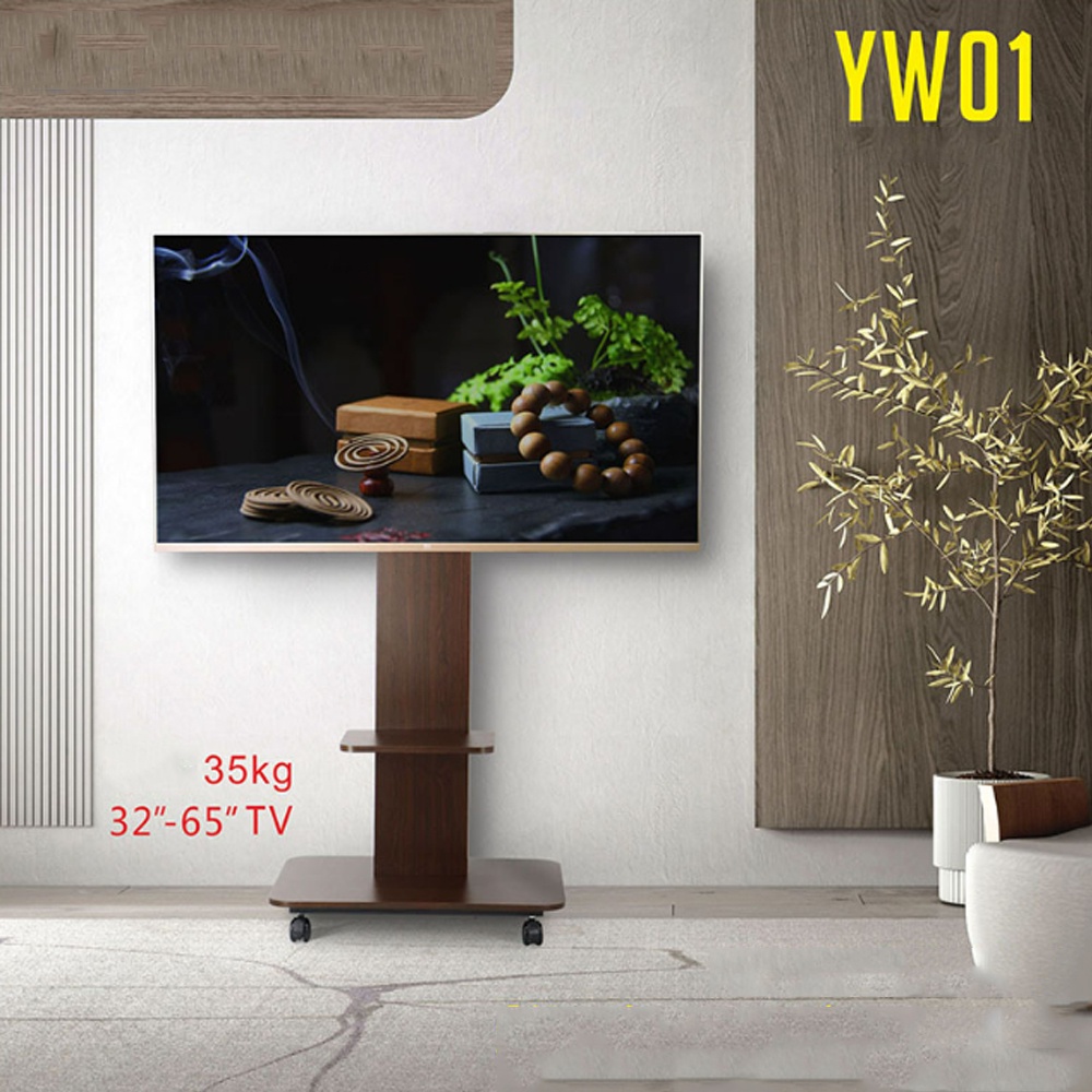 Giá Treo Tivi Có Bánh Xe Hàng Cao Cấp, Kệ Treo - Giá Đỡ Tivi Di Động Bằng Gỗ Từ 32 Đến 65 Inch