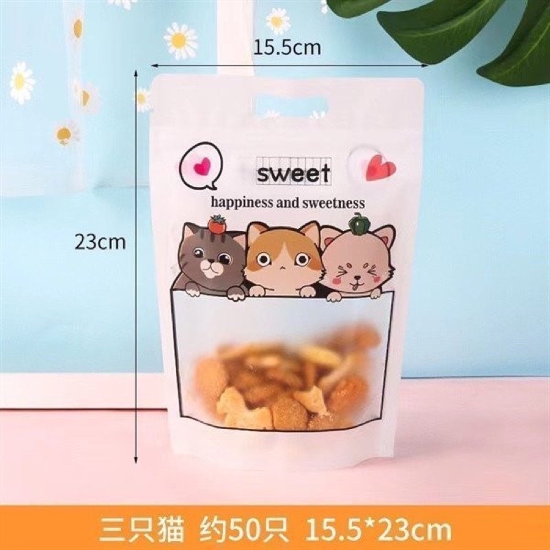 Set 50 túi zip 15,5x23cm đựng vừa 250g kẹo