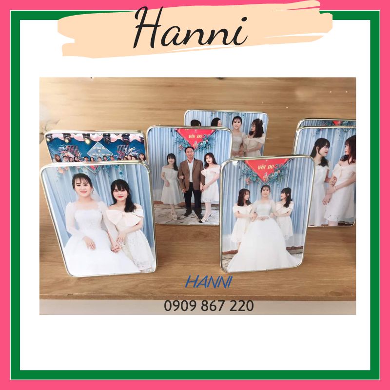Khung ảnh gỗ ép bo viền mica size 15x21, 20x30  tặng chân chống để bàn và móc treo tường