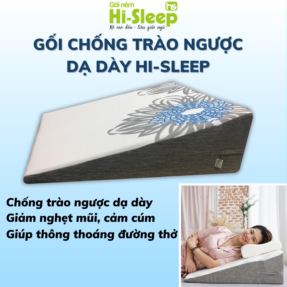 Gối chống trào ngược dạ dày Hi-Sleep - Giúp thông thoáng đường thở - Chống trào ngược dịch, thức ăn trong dạ dày