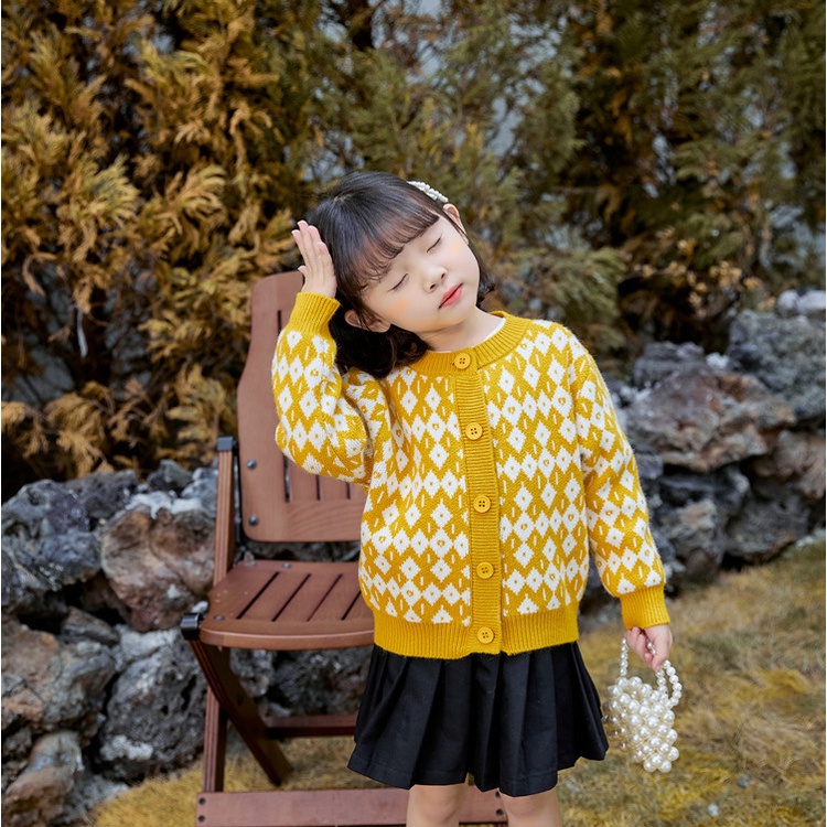 Áo khoác cardigan IQ ANGEL dệt kim phong cách Hàn Quốc thời trang xuân thu cho bé gái