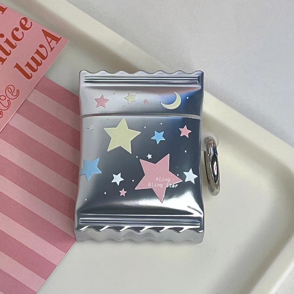 Vỏ Bảo Vệ Hộp Sạc Tai Nghe AirPods Pro2 2022 New 1 2 3 Pro Apple Không Dây Hình Kẹo / Ngôi Sao Màu Hồng / Bạc Có Móc Treo