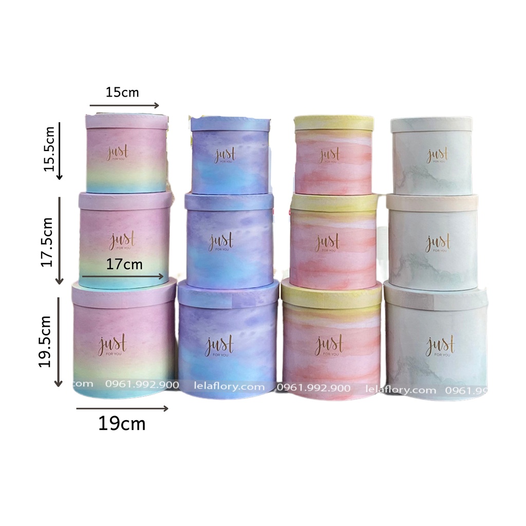 Bộ 3 hộp trụ tròn Galaxy chữ Just for you cắm hoa tươi hoa sáp - THH0096