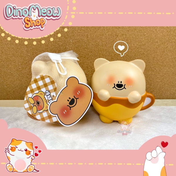 Squishy gấu Peacha túi lưới chính hãng, siêu dễ thương