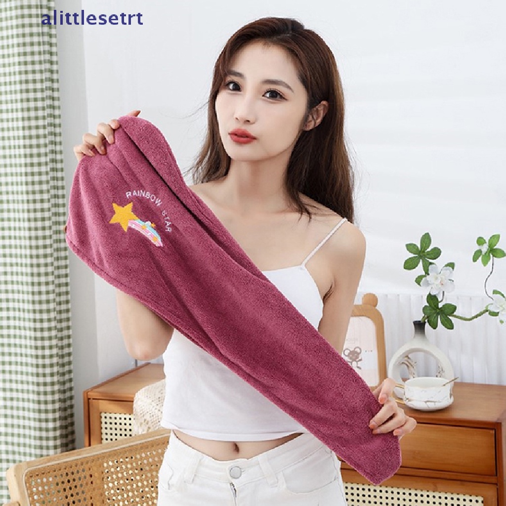 Mũ Tắm Trùm Đầu Bằng Sợi Micro Mềm Mại Khô Nhanh Thêu Họa Tiết Cho Nữ
