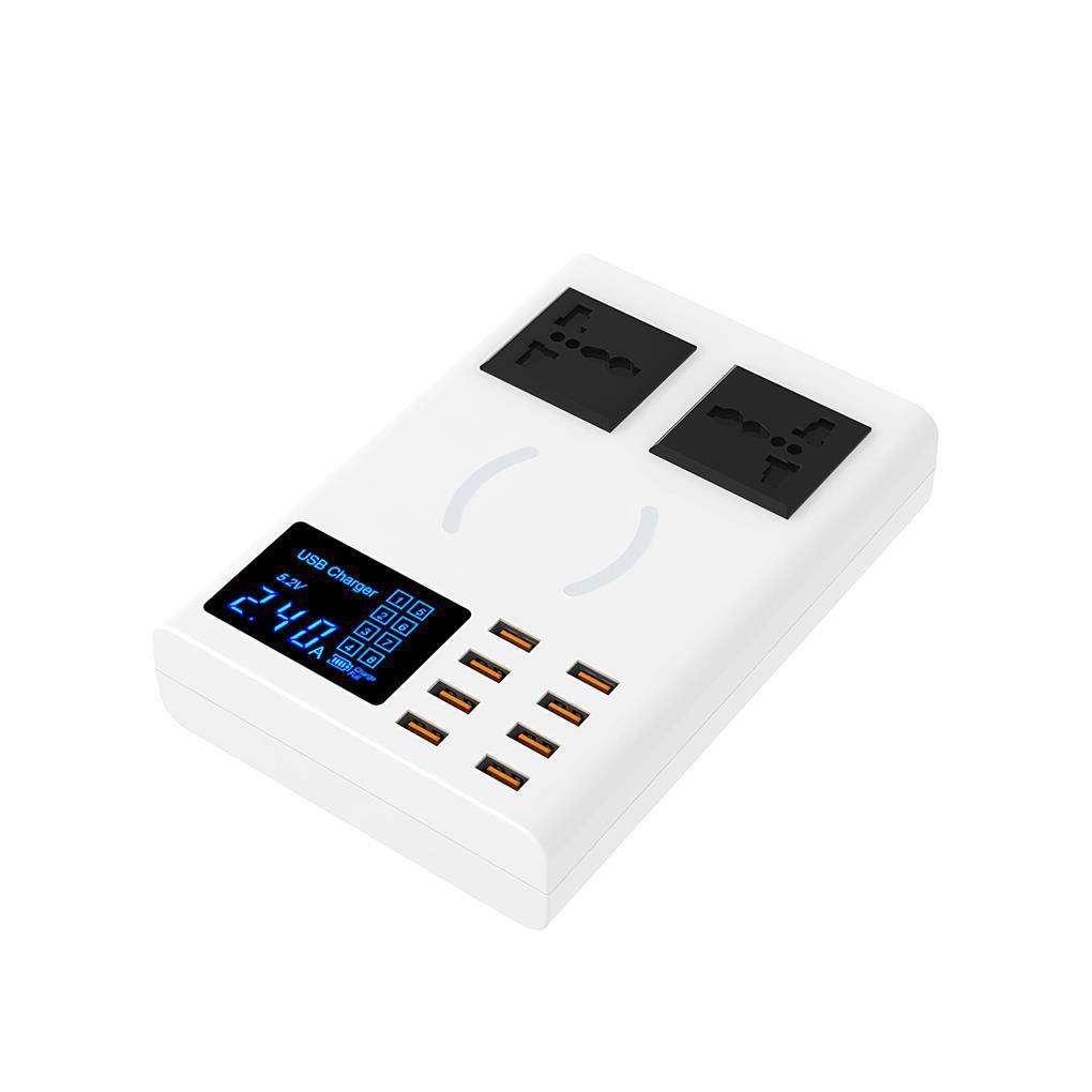 Ổ Cắm Sạc Nhanh USB Không Dây Đa Năng 8 Cổng Ra Màn Hình Hiển Thị Lcd