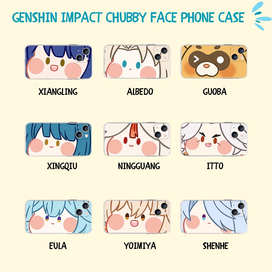 Ốp chubby face các nhân vật Genshin Impact siêu dễ thương