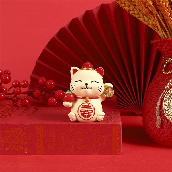 TRANG TRÍ TIỂU CẢNH, QUÀ TẾT MÔ HÌNH BÉ MÈO CHIÊU TÀI