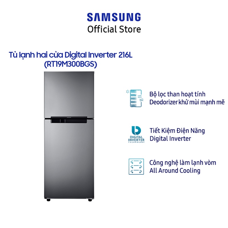 Tủ lạnh hai cửa Samsung Digital Inverter 208L RT19M300BGS/SV - Miễn phí lắp đặt