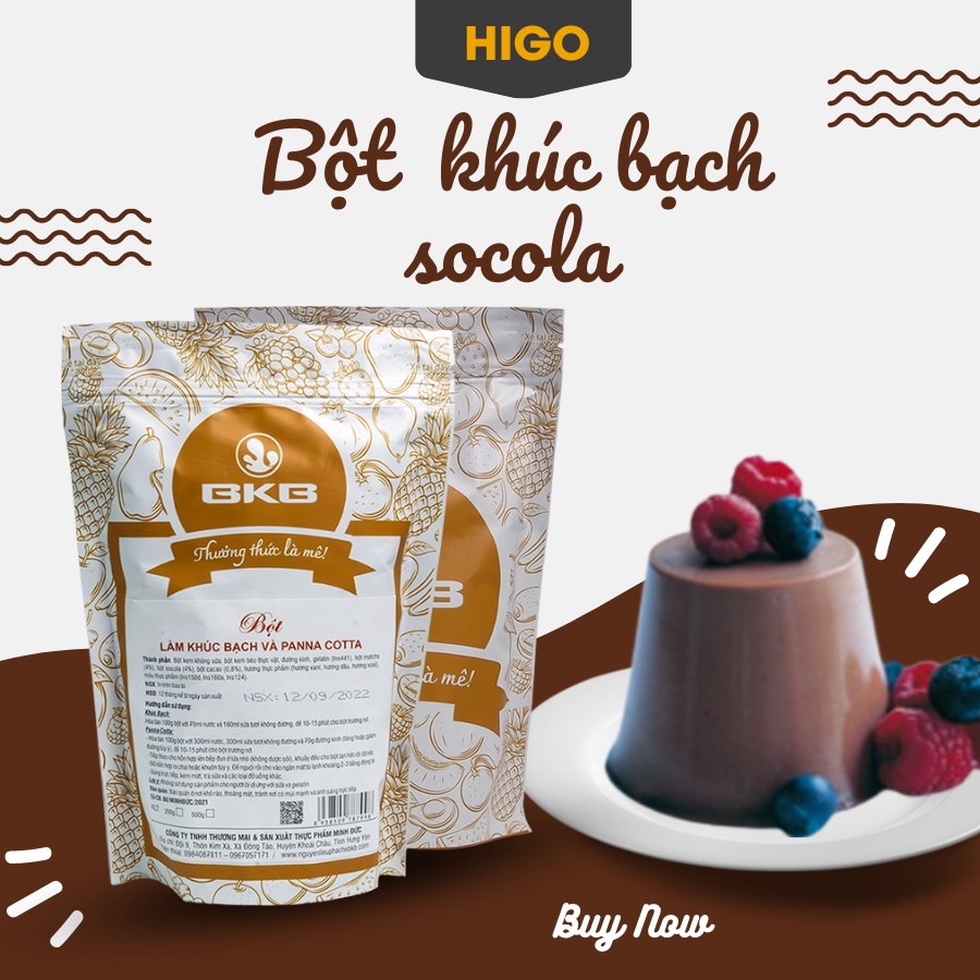 Bột Làm Khúc Bạch Socola BKB gói 500gr làm topping đồ uống đơn giản, nhanh chóng, dễ sử dụng