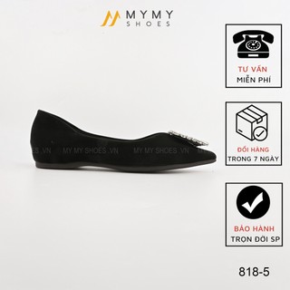 Giày bệt mymy shoes dập kẻ sọc nhỏ mũi nhọn gắn đá hình 8818-5