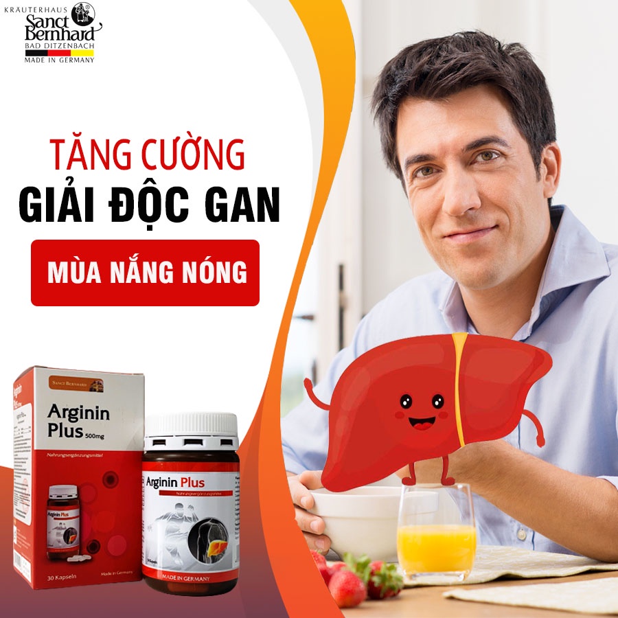 Combo 2 hộp viên uống bổ gan Arginin Plus giải độc, tăng cường chức năng gan 30 viên, 60 viên-Sanct Bernhard