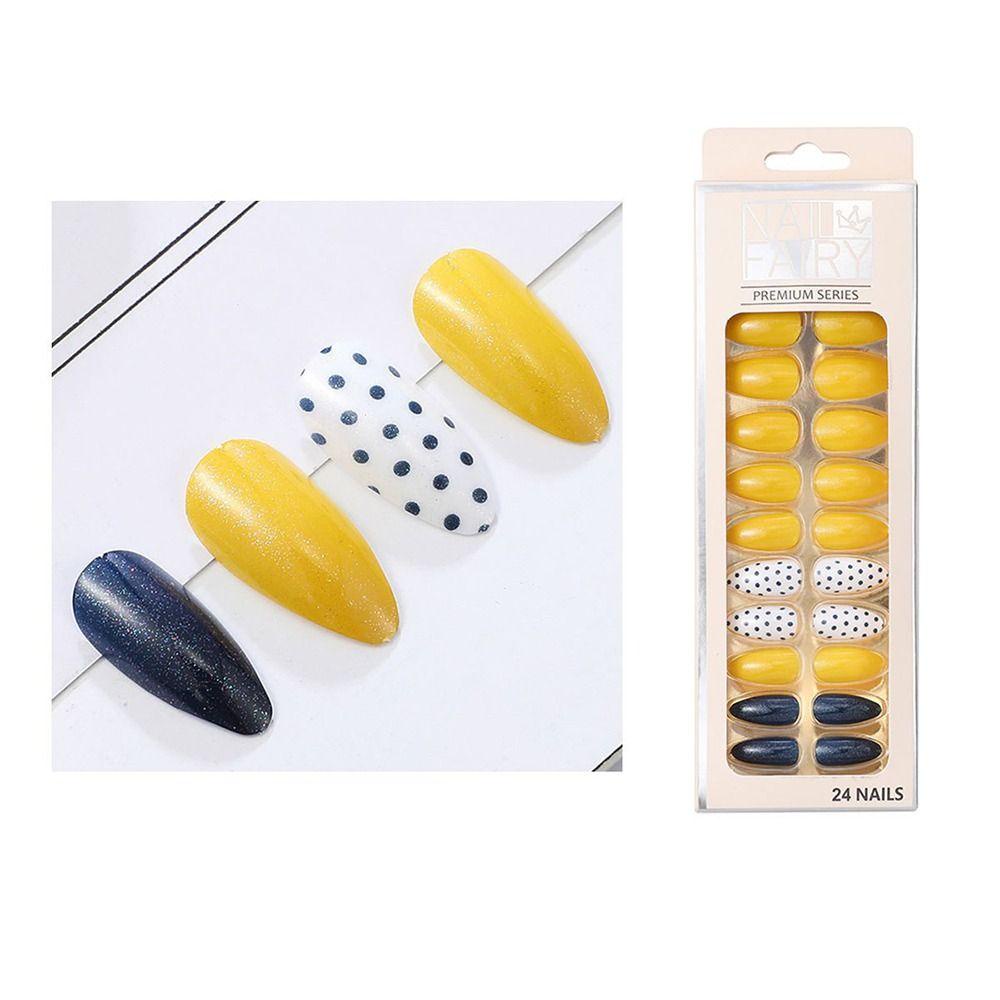 MIHAN1 Bộ 24 Móng Tay Giả Che Phủ Toàn Diện Họa Tiết Hoa Hồng Xinh Xắn MIHAN1