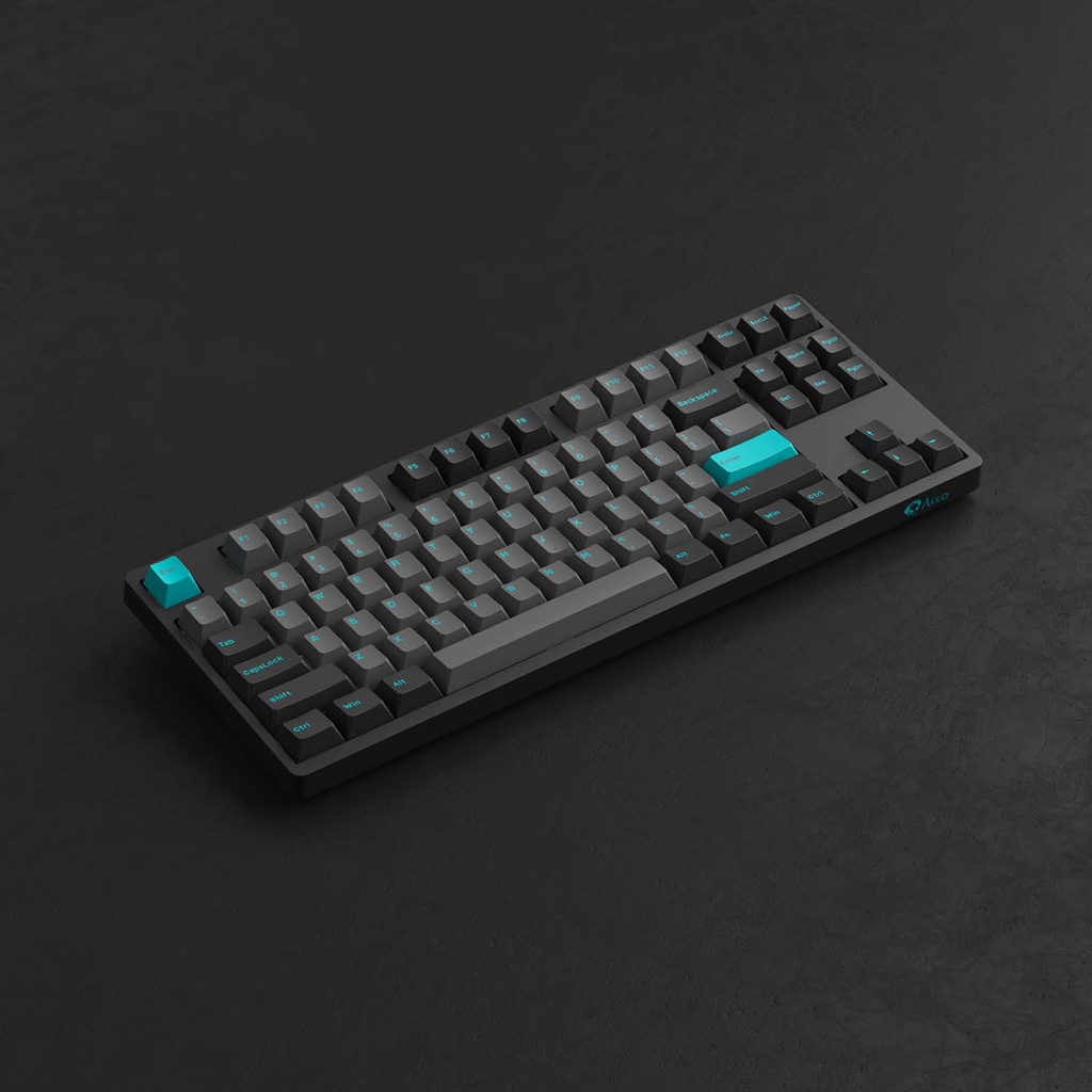 Bàn phím cơ AKKO 3087 Plus Black &amp; Cyan (Foam tiêu âm / AKKO CS switch) CHÍNH HÃNG