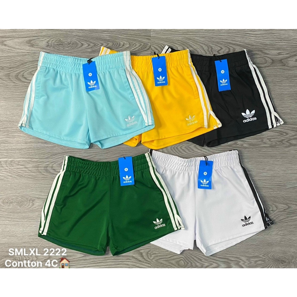 Quần Short Thể Thao Nữ 3 Sọc Vải Thun Cotton 4 Chiều Có Túi 2 Bên Cao Cấp