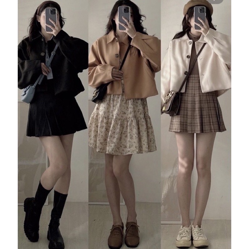 ÁO KHOÁC TAY BỒNG DẠ DÁNG CROPTOP AKDDCX
