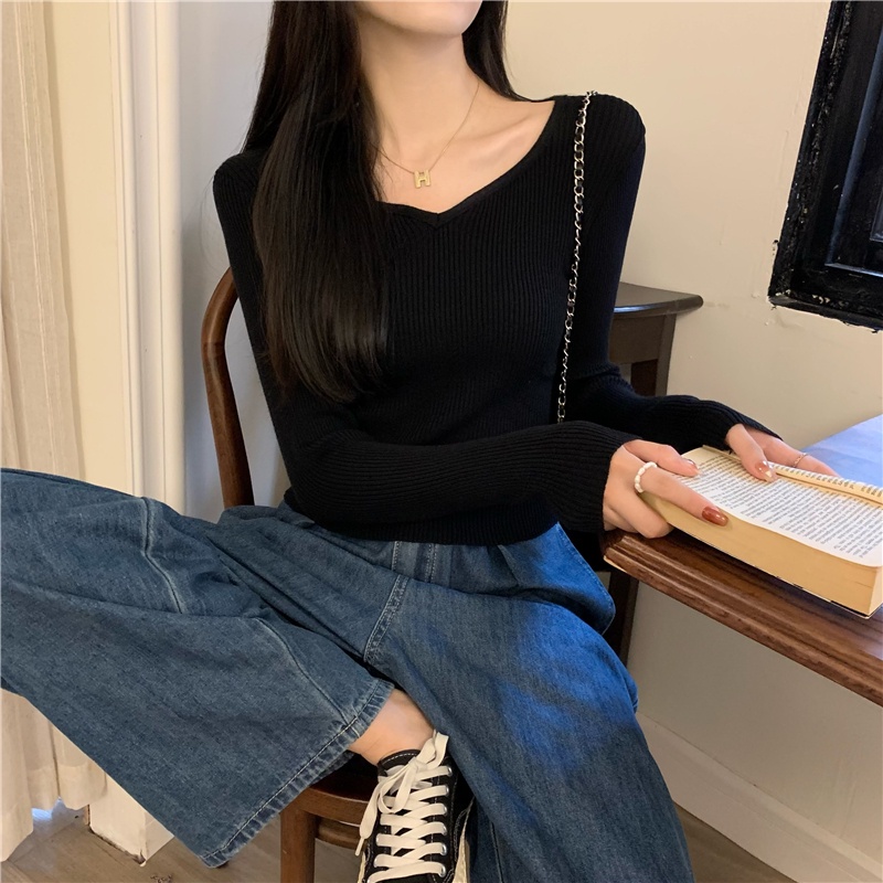 Áo Len Tay Dài Màu Sắc Đơn Giản Thời Trang Dành Cho Nữ