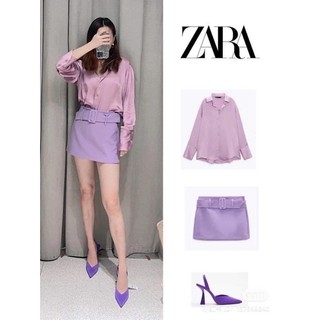 Áo sơ mi lụa, satin, tím hot trend, bị xước, zara auth, new tag