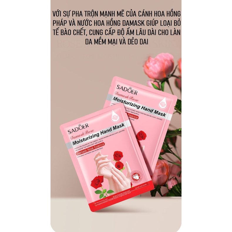 Mặt Nạ Dưỡng Da Tay Chiết Xuất Hoa Hồng, Sữa Dê Hand Mask Dưỡng Ẩm, Làm Trắng và Mịn Màng Da Tay