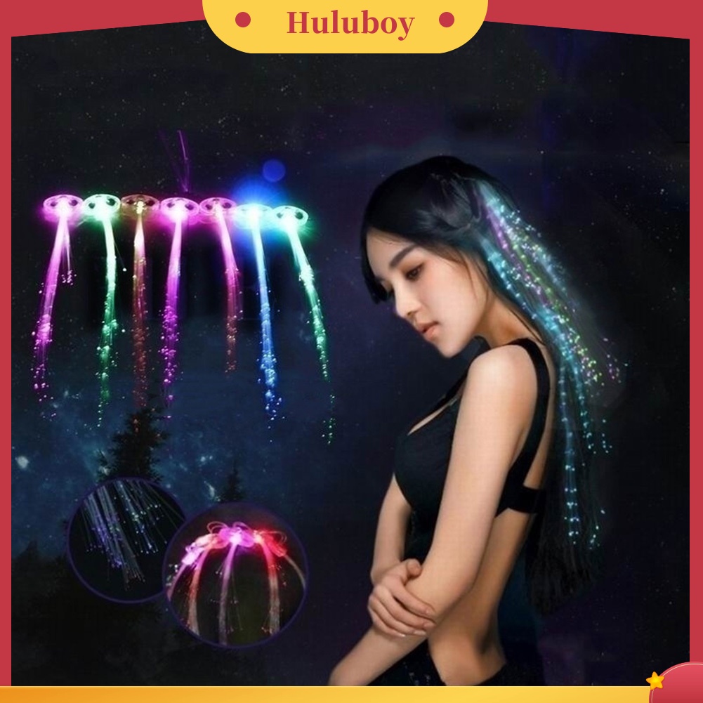Huluboy| Kẹp tóc dạng dây đèn LED sợi quang trang trí tiệc Halloween
