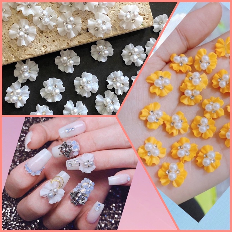 Hoa ngậm trai làm nail - Nơ Nhún