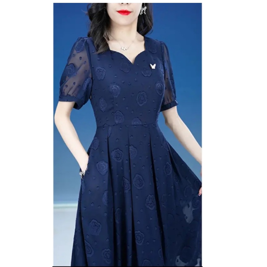 Đầm Hoa Hồng YANDO- Chất Liệu Tơ Thêu- TK01