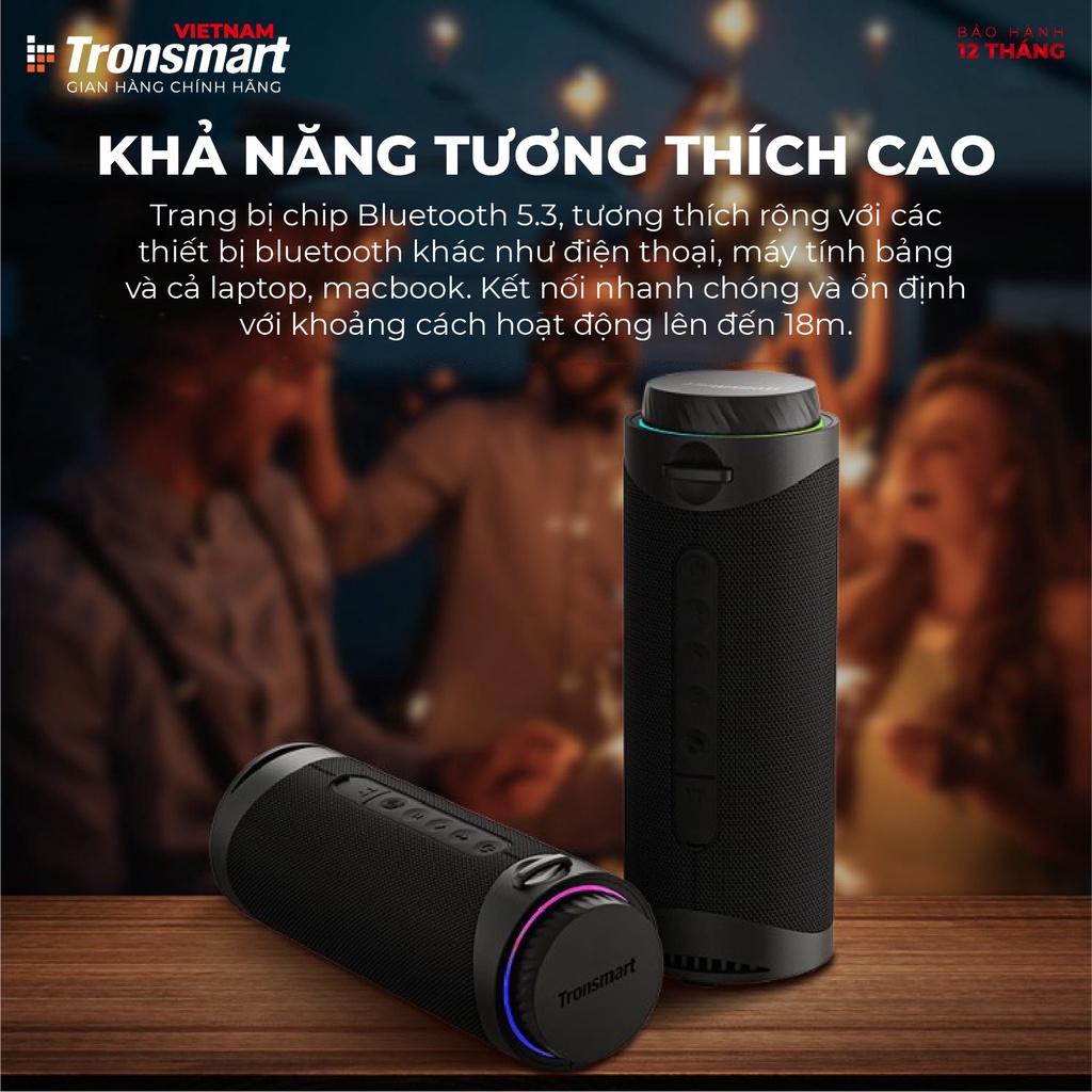 Loa Bluetooth Tronsmart T7 Công suất 30W - Chống nước IPX7 – Âm thanh siêu trầm - Hàng chính hãng - Bảo hành 12 tháng