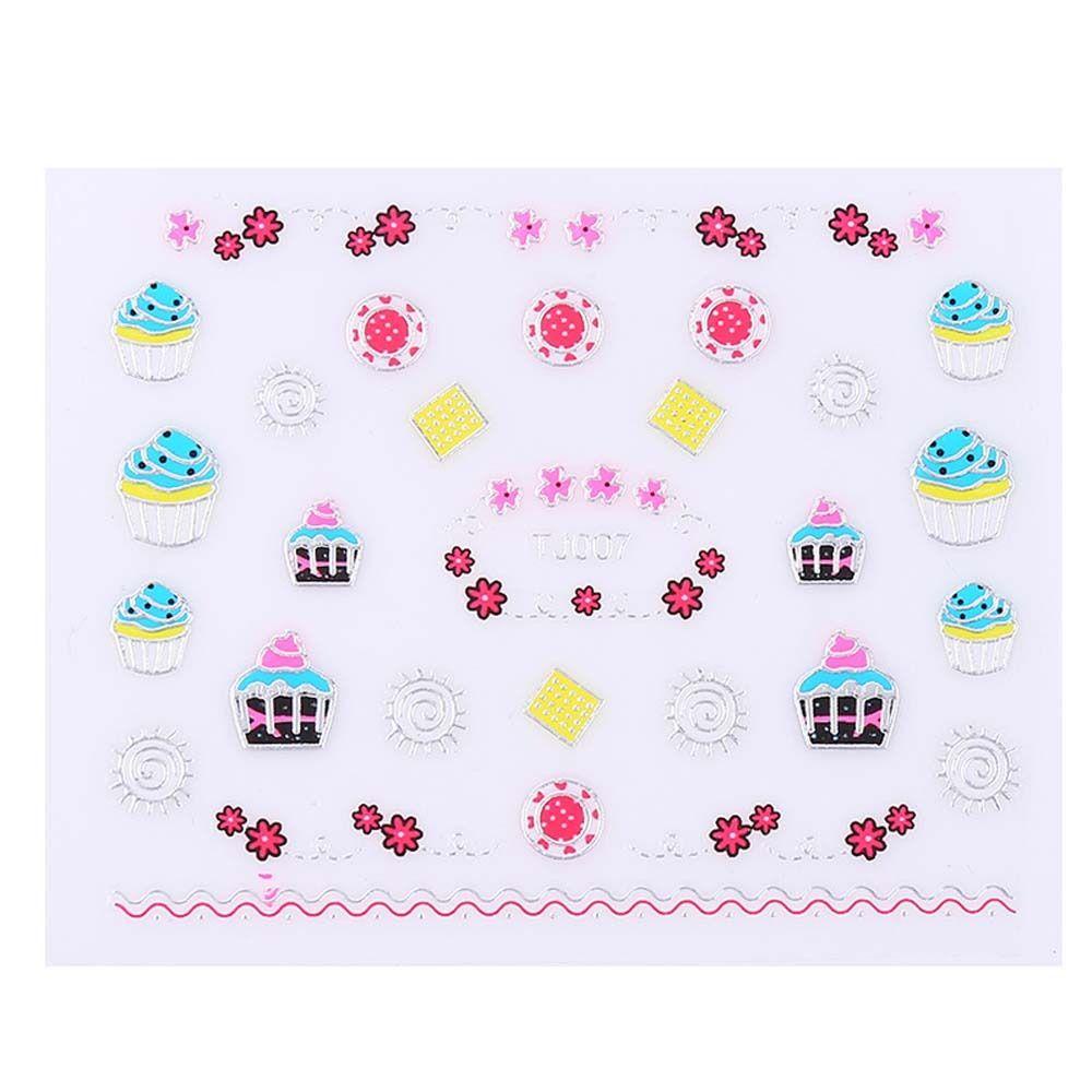 Set 30 Miếng Dán Móng Tay Tự Dính Hình Hoa Màu Đồng Dành Cho Trẻ Em