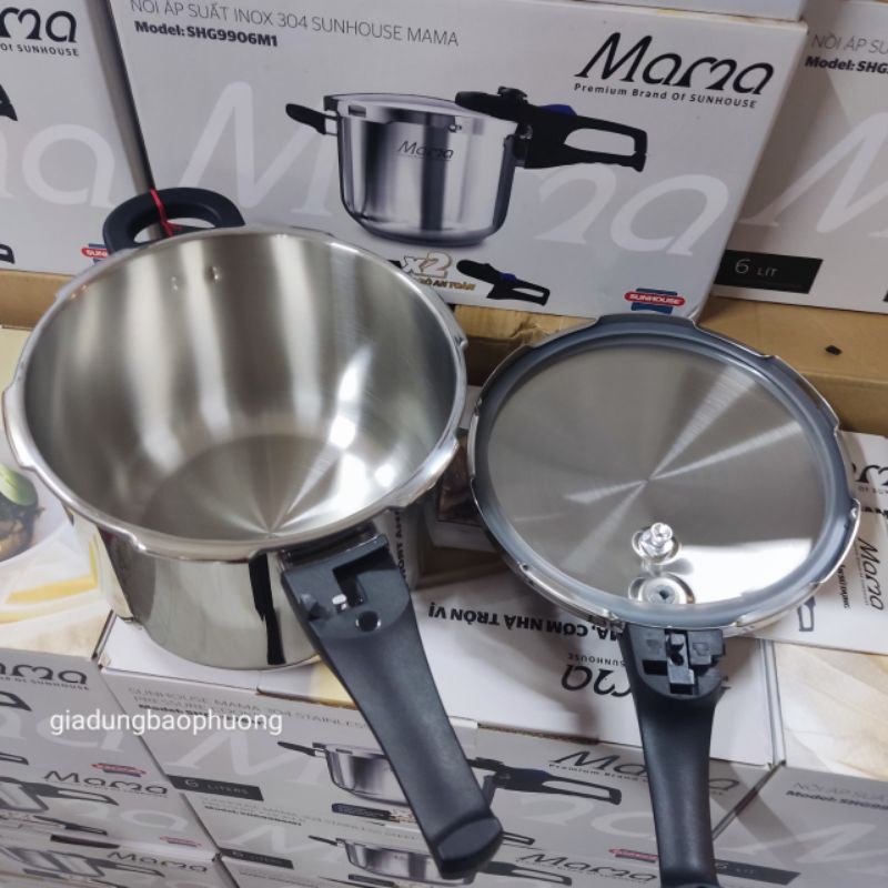 Nồi áp suất đáy từ inox 304 Sunhouse mama SHG906-M1 hàng chuẩn chính hãng