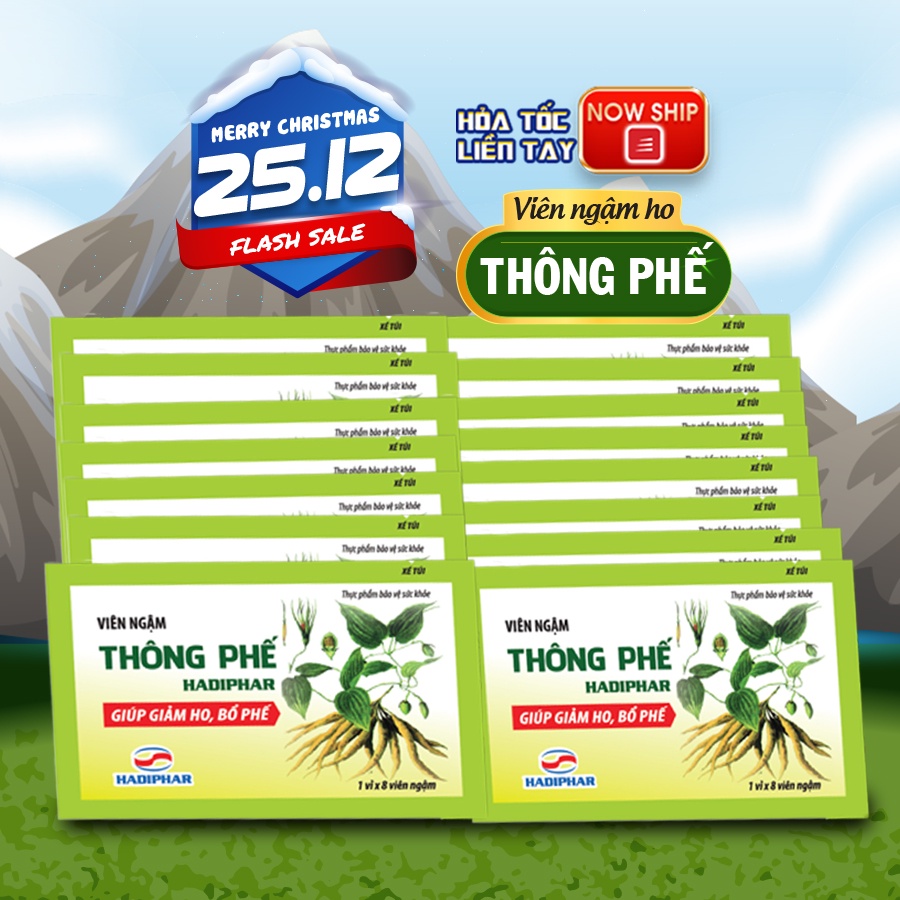 Viên ngậm ho Thông Phế Hadiphar hỗ trợ giảm ho, làm ấm đường hô hấp vỉ 8 viên