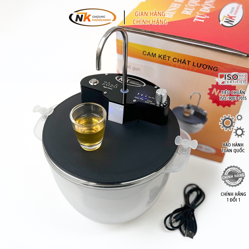 Máy Rót Rượu Tự Động Cảm Ứng NK ZoZo Bản V3 2023 - 3 Chế Độ Rót, Full Đèn Báo Hiệu, Pin 15h/ Sạc (Chính Hãng BH 1 Năm)