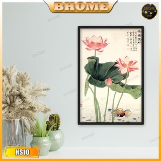 Tranh Hoa Sen Phong Cách Cổ Trang -  ( Đã Có Khung )