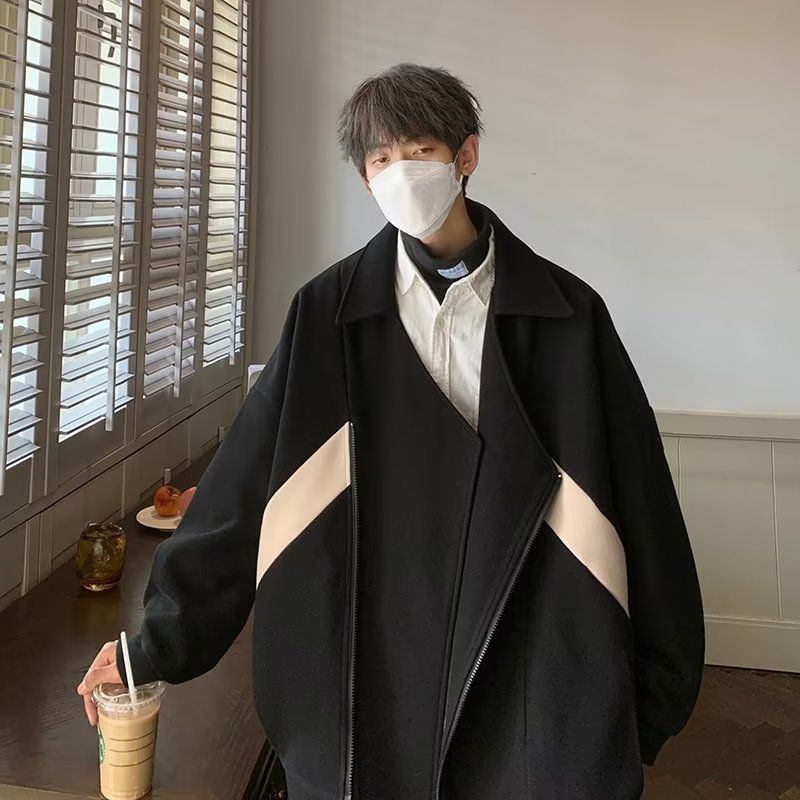 Áo Khoác Len Dày Dặn Chống Gió Thời Trang Đường Phố Mùa Đông Cho Nam