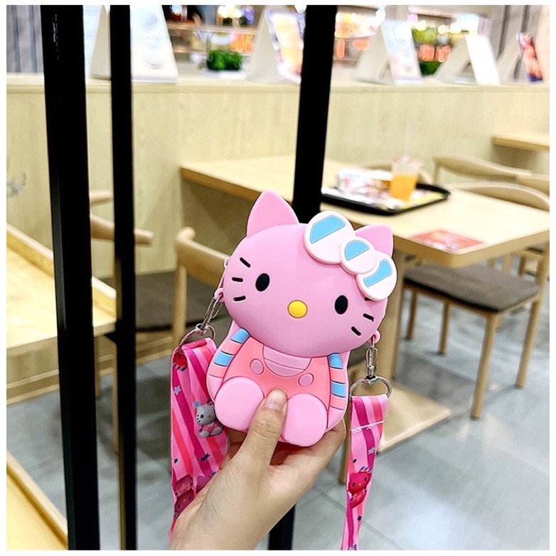 [Lớn, vừa điện thoại] Túi đeo chéo silicon hình kitty cho bạn gái đựng điện thoại, bao lì xì, mỹ phẩm, làm quà tặng