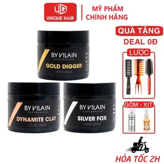 Sáp vuốt tóc nam By Vilain Dynamite Clay, Gold Digger, Sliver Fox 65g - new 2024 - Chính Hãng + Quà Tặng