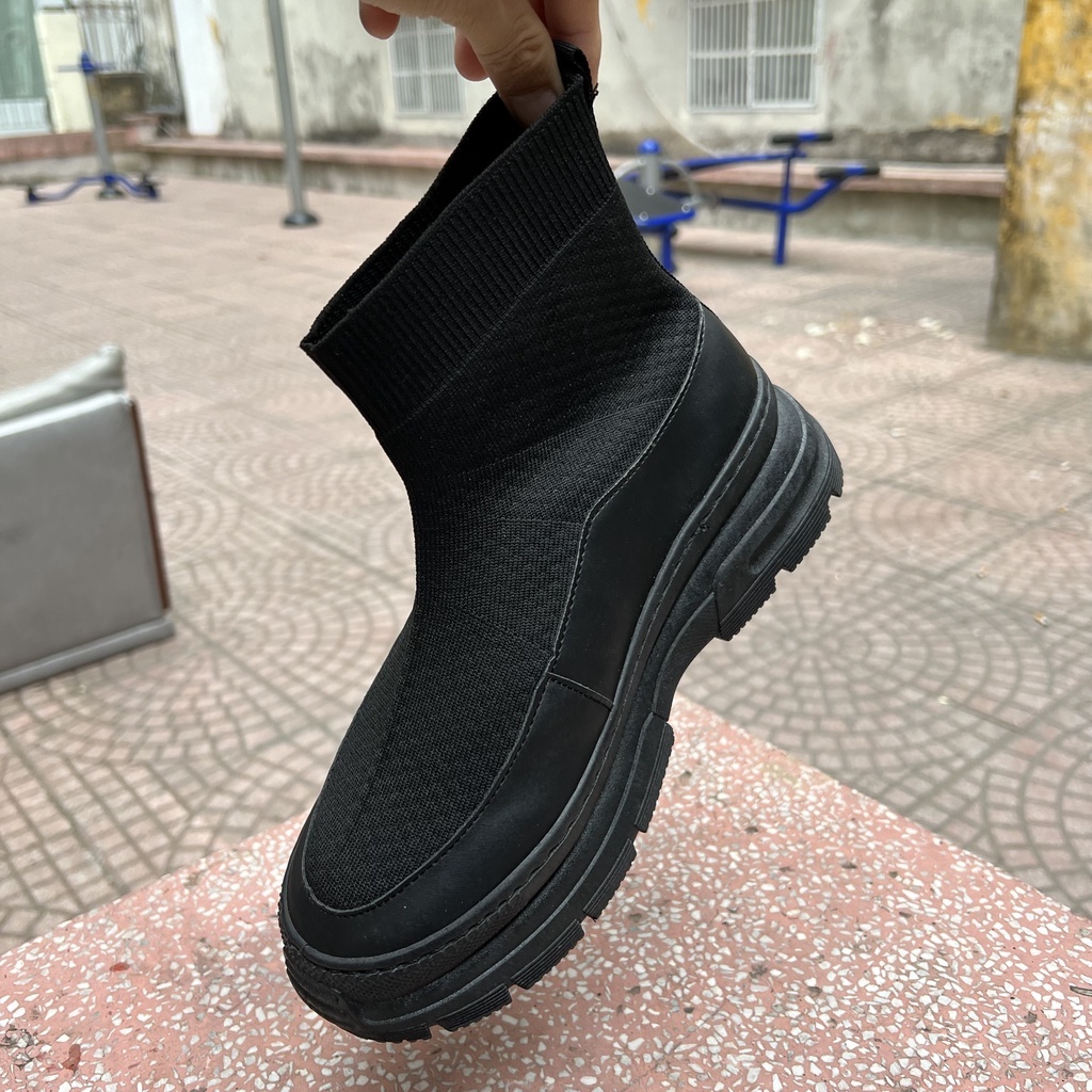 Siêu Phẩm Sneaker phối da vải len tăm co giãn độc quyền Boots & More mã 6816