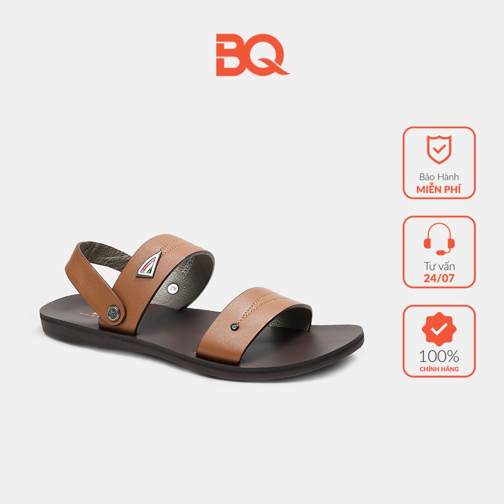 Giày sandal nam da bò quai ngang đế bằng chính hãng BQ SD 5512
