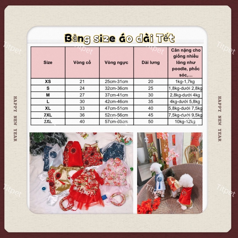 Áo đồng tiền tua rua/Áo dài Tết cho chó mèo
