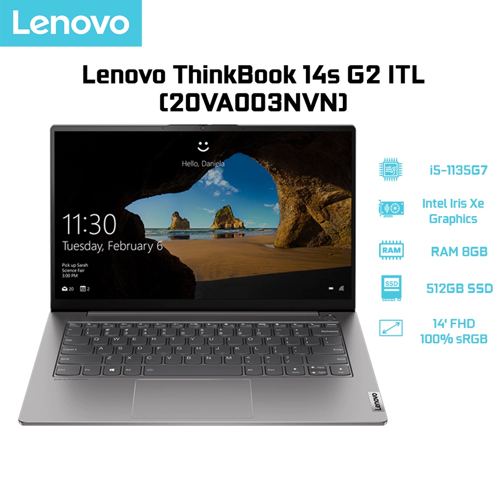 Laptop Lenovo ThinkBook 14s G2 ITL 20VA003NVN i5-1135G7|8GB|512GB|Iris Xe Graphics|14'