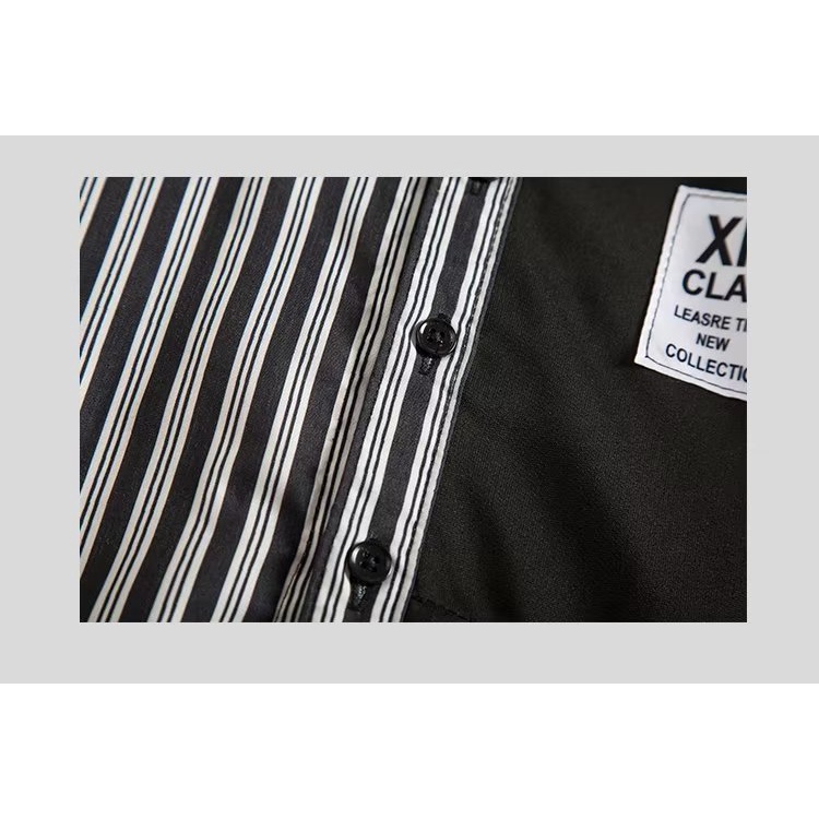 Áo Sơ Mi Tay Dài Dáng Rộng Họa Tiết Kẻ Sọc Thời Trang Mùa Thu Phong Cách Hàn Quốc Cho Bé Trai