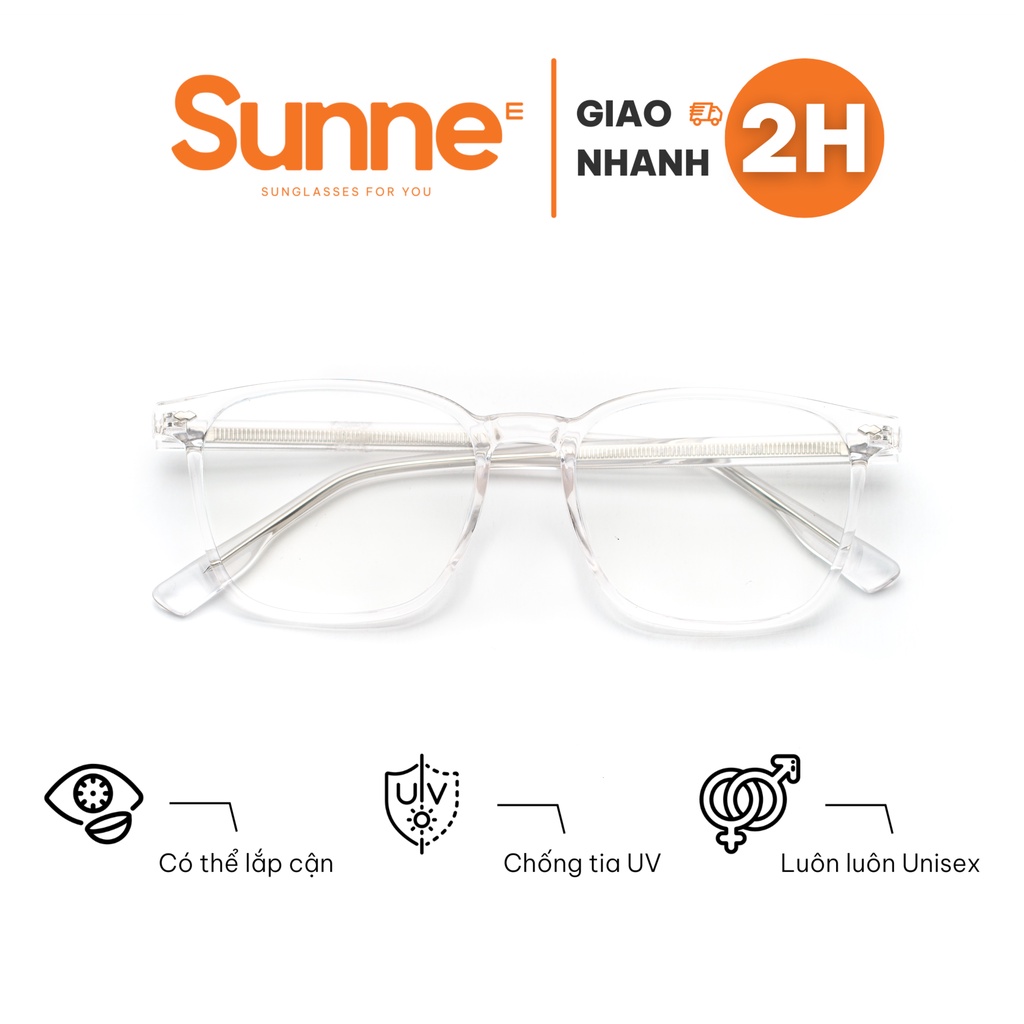 Gọng kính cận màu trắng trong suốt thời trang chất liệu nhựa bền cao cấp Sunne 17163