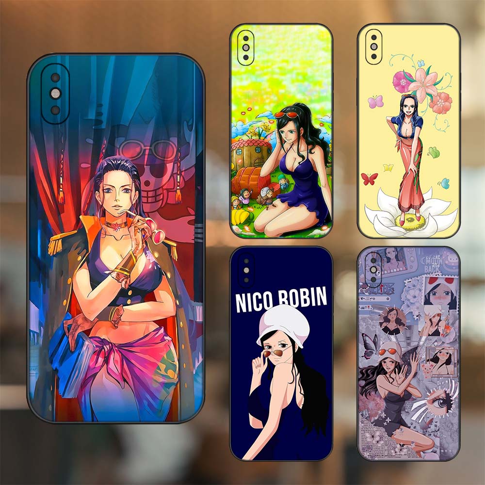 Ốp lưng iPhone Xs Max dẻo đen cạnh vuông in hình Nico Robin One Piece Đảo Hải Tặc