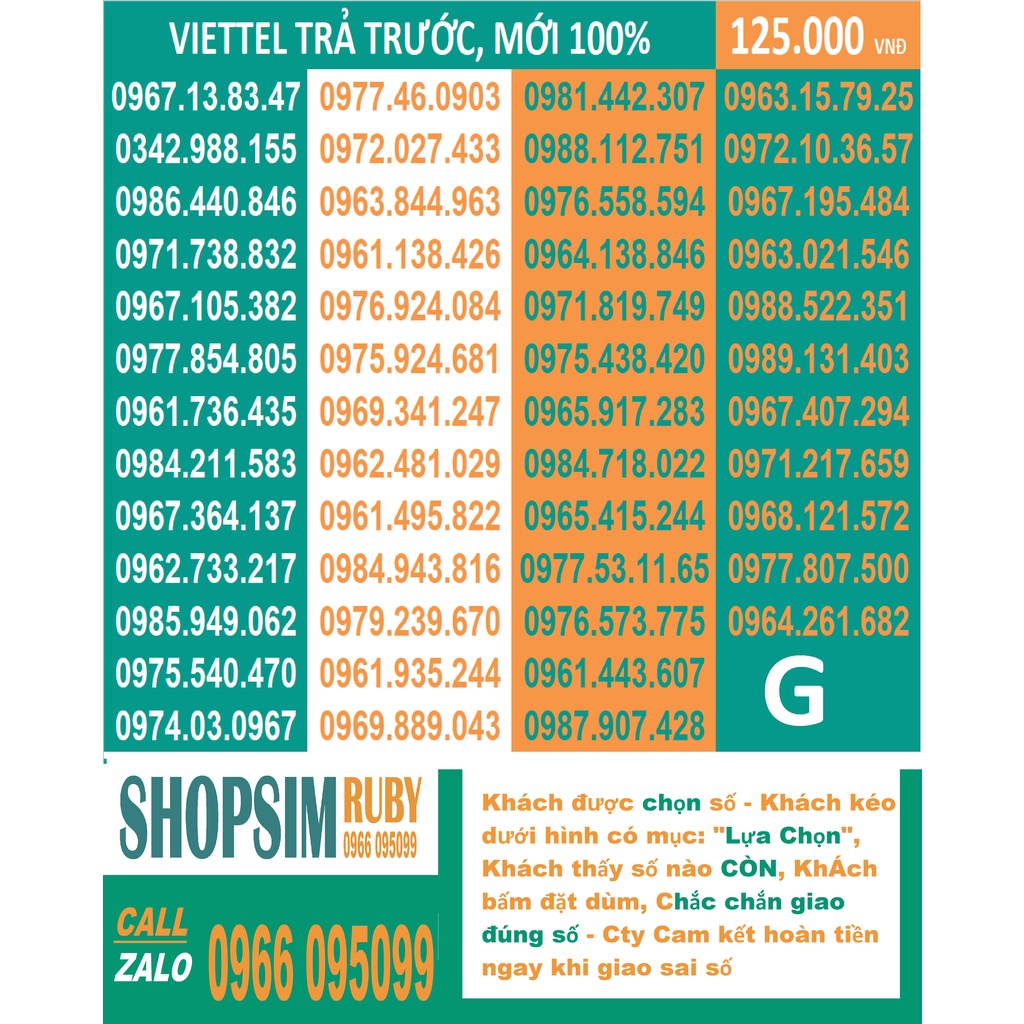 Viettel 09 đẹp - Chọn số - Sim Trả TRước, 4G, nghe gọi, Toàn quốc, Sim có những gói cước 4g hấp dẫn: V90, V120V ...