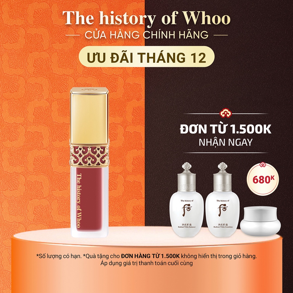 Son kem lỳ Đông y The History of Whoo Gongjinhyang Mi Velvet Lip Liquid 6g